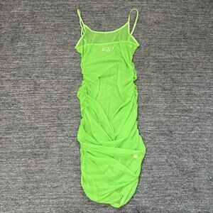 I am Gia Dress Women Small Green Mesh See Through BodyCon Rave Dance Festival
